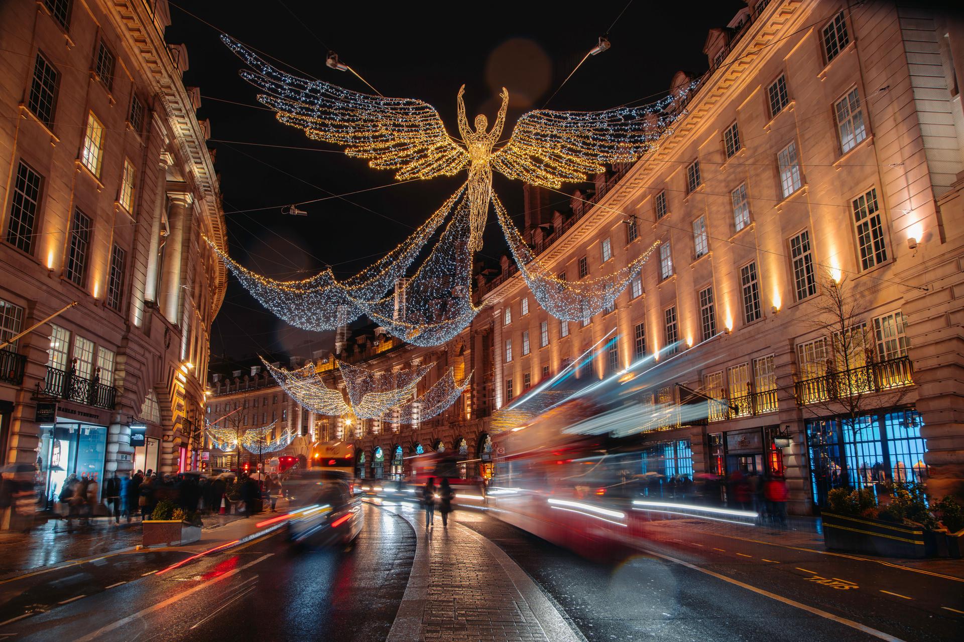 Christmas Lights in Regent Street, London, UK